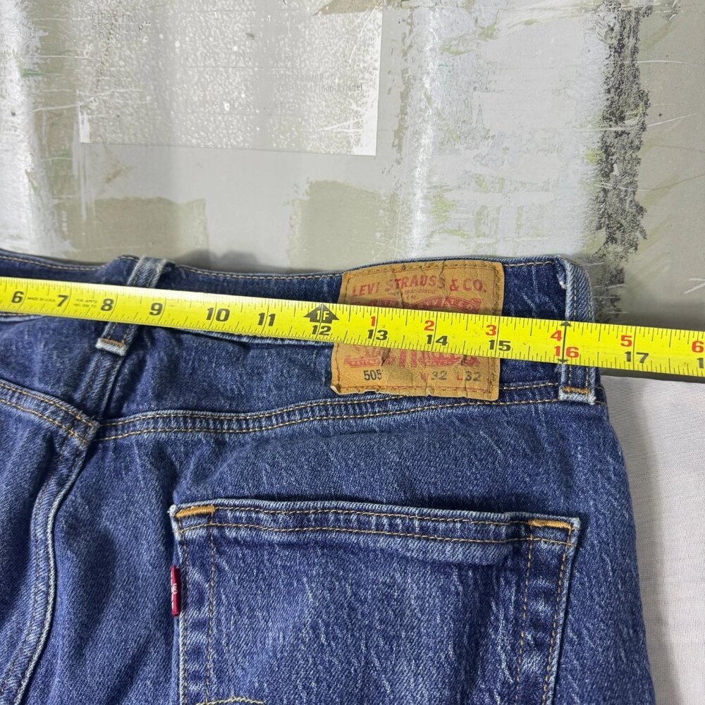 Levi's 505 Men's Straight Jeans Blue Stone Wash Denim Zip‎ Fly 5-Pocket W32 L32 - Picture 16 of 16